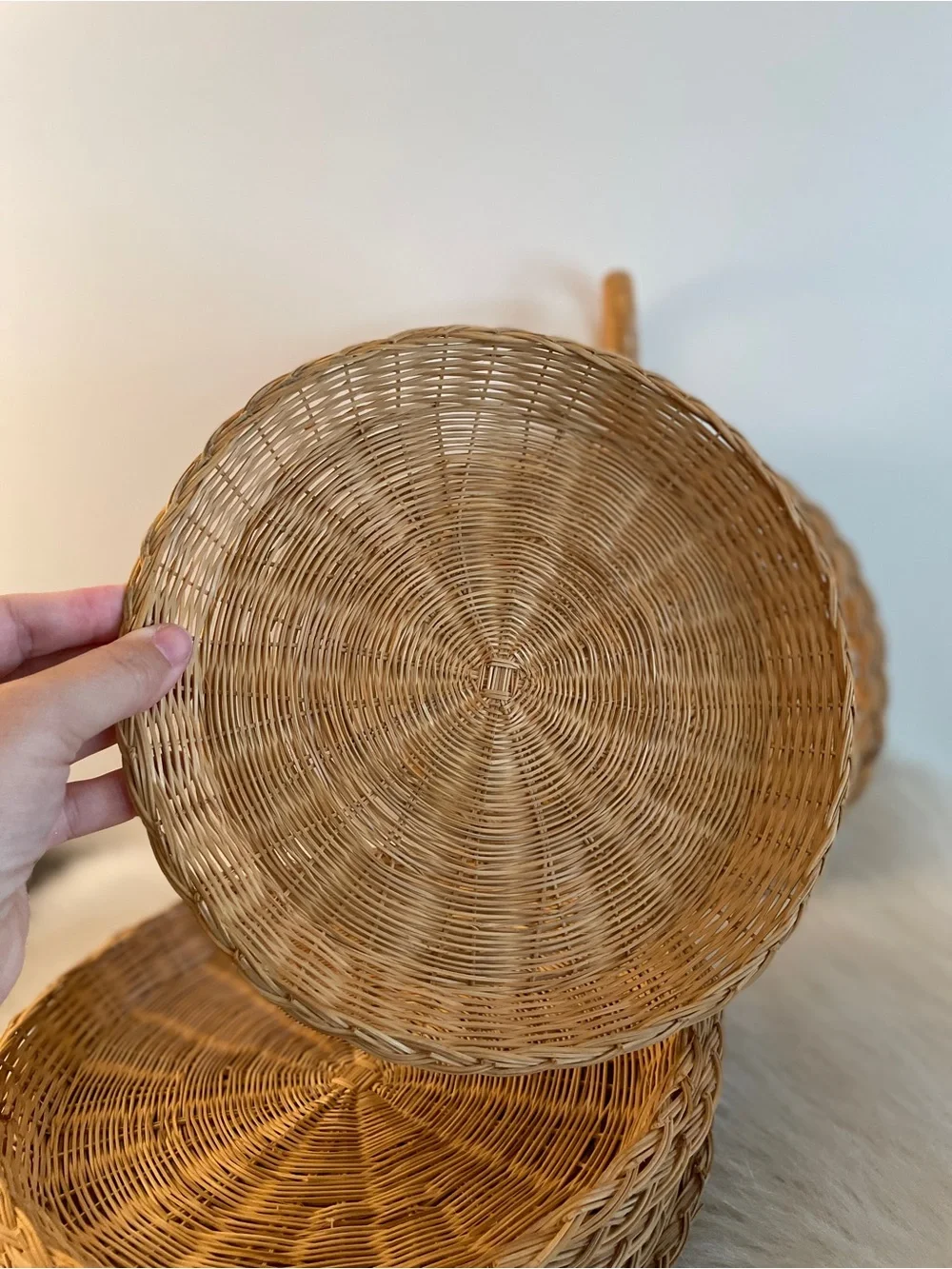 Vintage Basket Lot, paper plate holders Ratan decor